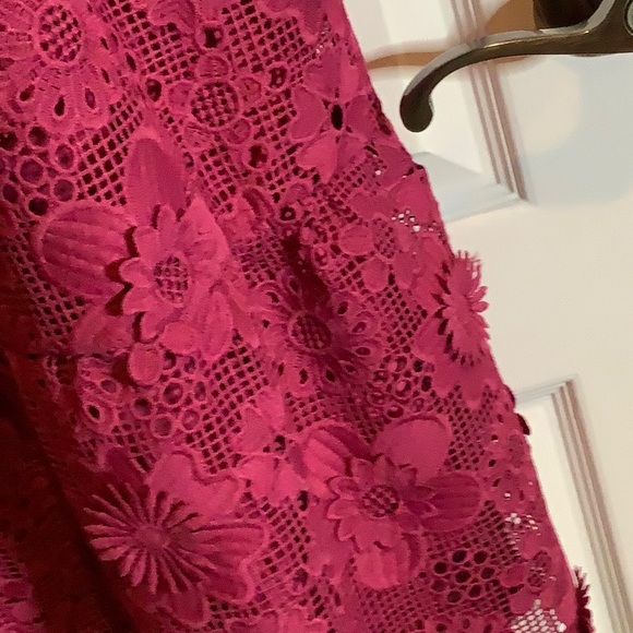 NWT ABBY GLASS medium raspberry floral appliqué dress mid length p2p 19💕 - Picture 7 of 7